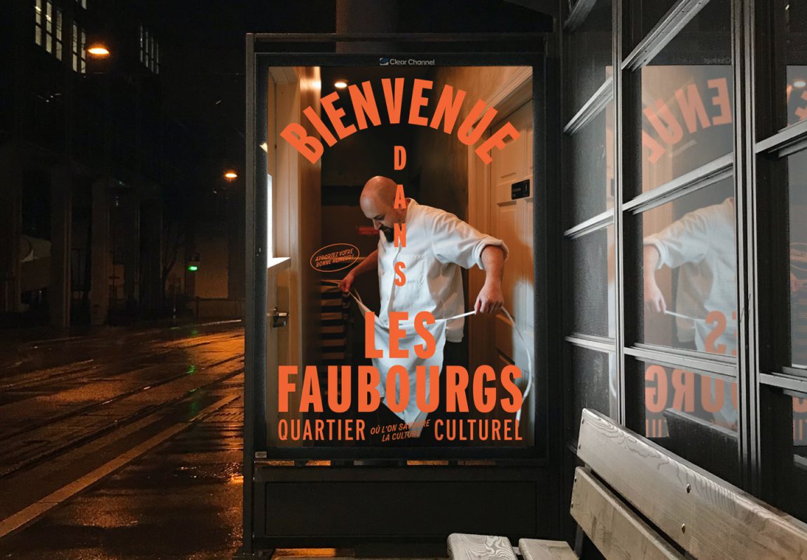 Billboards for the Quartier culturel des Faubourgs.